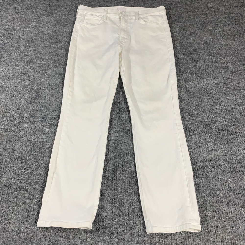Mother Jeans Womens 31 White Stretch Denim Mid Rise Slim Straight Leg 32x27